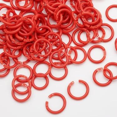 Imagem de LOUZAGO 100 peças de anéis de plástico para fichário de 2/3 polegadas, anéis de livro de folha solta vermelha, anel de cartão de índice, clipes de chaveiro flexíveis para livro, cartões de índice