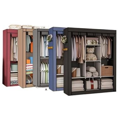 Imagem de Guarda Roupa Dobrável Organizador De Roupas Portátil com Ziper Armário de Roupa Multifuncional(CINZA,GUARDA ROUPA CASAL)