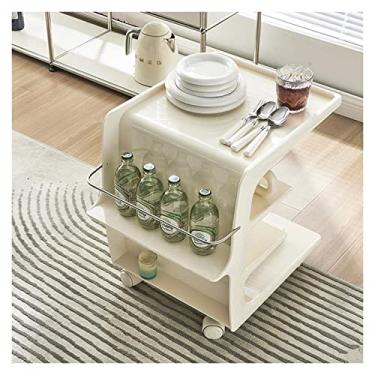 Imagem de Mesa de centro de design simples, mesa lateral de 4 andares, mesa lateral para escritório, casa, cozinha, organização, mesa de cabeceira, mesa de cabeceira com rodas, mesa lateral minimalista para