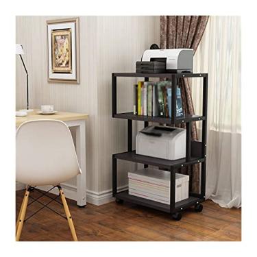 Imagem de URGDWEKJY Suporte de impressora para escritório, suporte de impressora multifuncional móvel, moldura fixa de metal, 4 camadas, fax, scanner, suporte para impressora (preto)