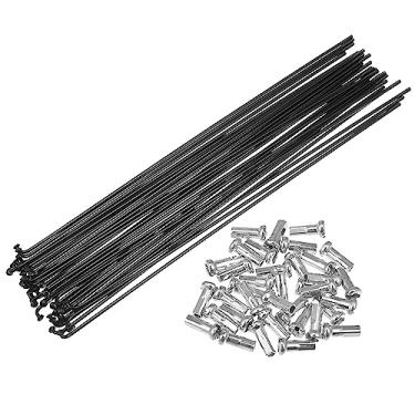 Imagem de Raios de bicicleta, 14G J Bend Raios de Aço para Bicicleta 136-293 mm Comprimento com Bicos Cabeça Reta Peças de Reposição de Bicicleta Preto (226 mm X 36 peças)