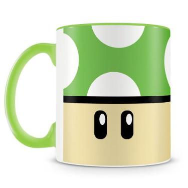 Imagem de Caneca de Porcelana Cogumelo 1Up - Verde - Super Mario - Amo Canecas