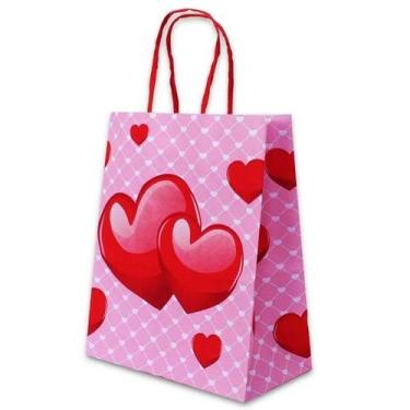 Imagem de Sacola Kraft Corações Love 17,5 x 8,5 x 21,5 cm para Presentes - no-br