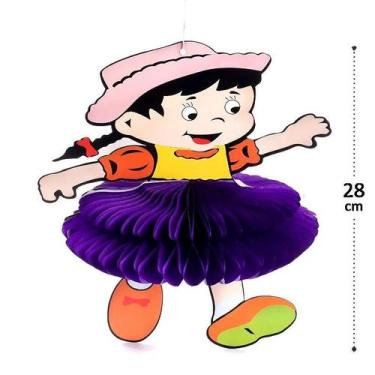Imagem de Enfeite Junino de Papel  Menina com Saia Rodada  Decoração para Festas