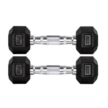 Imagem de Par Halter 2+2kg Dumbbell Sextavado Emborrachado Pegada Cromada Gallant (GDB02F3B-PT)