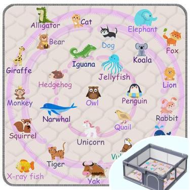 Imagem de Tapete de brincar para bebês FUGWU 180x200 cm, antiderrapante, lavável