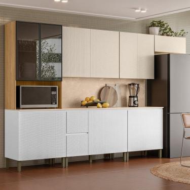 Imagem de Cozinha Compacta 8 Peças em Mdp Art Freijó / Ártico / Soft