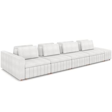 Imagem de Sofá Ilha com Puff para Sala Living 465cm Amber M03 Bouclê Branco - Lyam Decor