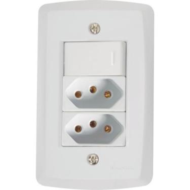 Imagem de Conjunto 4x2 com 1 Interruptor Simples 10 A 250 V e 2 Tomadas 2P+T 20 A 250 V Tramontina Lux2 Branco