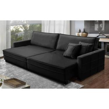 Imagem de Sofá Cama Retrátil e Reclinável 2,10m Molas Cancún Veludo - Mirra Deco