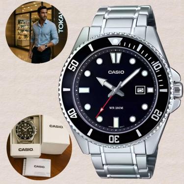 Imagem de Relogio Casio Masculino Mdv 107d 1a1vdf Collect Analogico Prata Caixa Aco Inox Pulseira Aco Inox Resistente Agua 200m Calendario