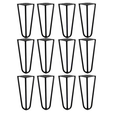 Imagem de Kit 12 Pés de Metal 15 CM Hairpin Legs Mesas de Centro Puffs Preto G41