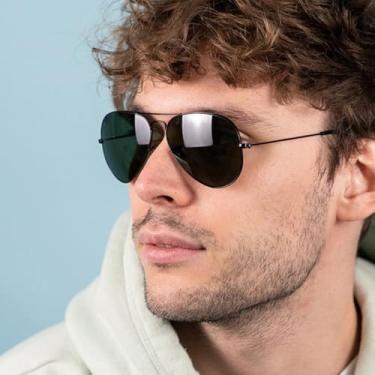 Imagem de Óculos de sol aviador clássicos para homens e mulheres, lentes polarizadas retrô para dirigir, Armação preta/lente cinza