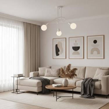 Imagem de Luminária de teto Plafon Laço 3 Lâmpadas Sputnik Assimétrico (Branco)