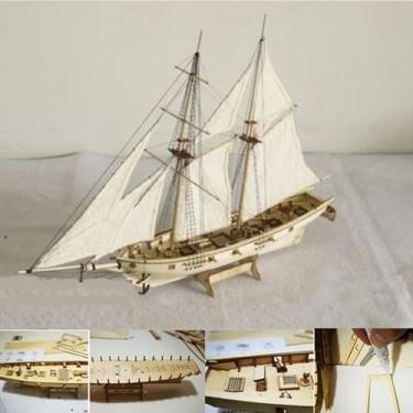 Imagem de Yosoo Health Gear Kit de Navio de Veleiro de Madeira, Quebra-cabeça Artesanal, Barco Diy, Brinquedo para Hobby, Equipamento de Vela, Modelo de Montagem, Navio, Crianças e Adultos (Como mostrado)