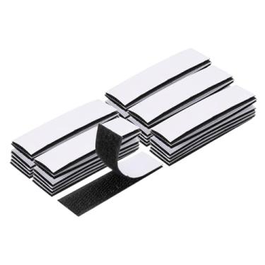 Imagem de Generic 48 conjuntos de tiras de gancho e laço com adesivo 2 x 7,6 cm fita dupla face gancho e laço de nylon autoadesivo para carro de escritório em casa, preto