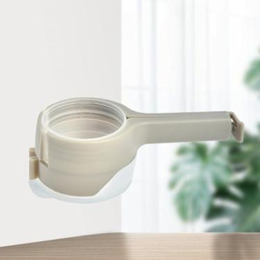 Imagem de Pacote com 1 clipe de vedação para saco de alimentos grande cinza com bico de despejo, hermético para organização de armazenamento de alimentos de cozinha