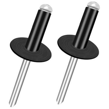Imagem de Rivets smseace 4,8 x 16 mm, flange grande preta, 150 unidades