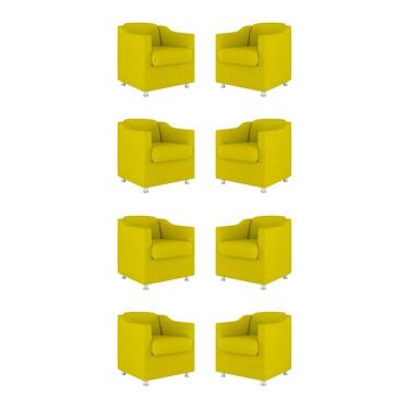 Imagem de Kit 8 Poltronas Tilla Decorativas Consultório Sala Tecido Cor:amarelo
