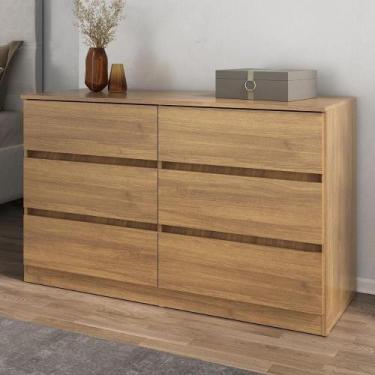 Imagem de Cômoda Com 6 Gavetas 120cm Multimóveis Mp4396 Madeirado - MULTIMOVEIS