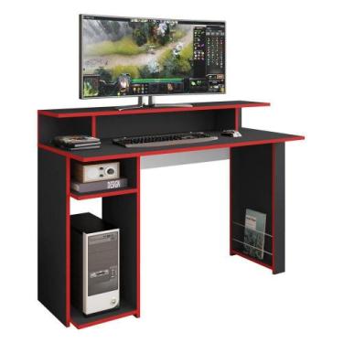Imagem de Mesa Gamer Com 1 Porta Revistas Multimóveis Cr25236 Preto Preto - MULT