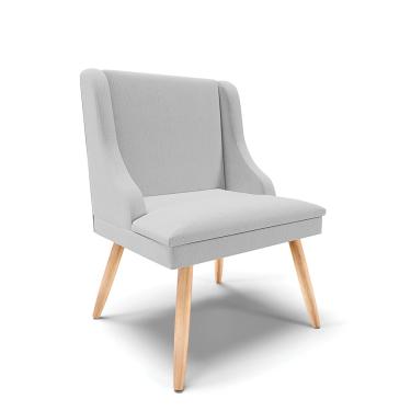 Imagem de Cadeira de Jantar Liz Linho Cinza A05 Pés Palito Natural - D'Rossi