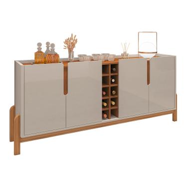 Imagem de Aparador Buffet 4 Portas Belle 190 cm Off White e Cedro com Adega - D'Rossi