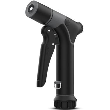 Imagem de Aquor Bocal de pulverização utilitário – Bocal de mangueira de jardim resistente com controle de fluxo duplo, spray de jato a cone ajustável, pulverizador de mangueira de água para gramado, lavagem de