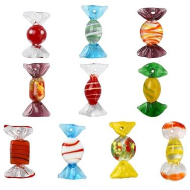 Imagem de UR URLIFEHALL 10 peças, 10 estilos, pingentes de vidro para doces coloridos 3D, pingentes de comida, para fazer você mesmo, colar, pulseira, chaveiro, bijuteria