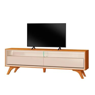 Imagem de Rack Viena 2 Gavetas C/led 180 Mavaular Naturalle/off White