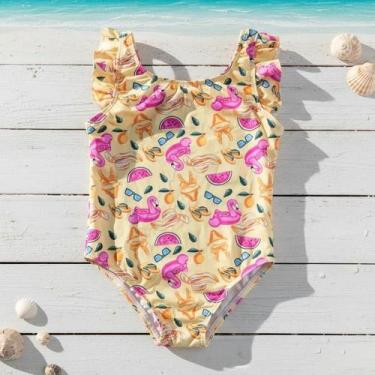 Imagem de Maiô Menina Infantil Babadinho Proteção Solar Uv50 Moda Praia Piscina 