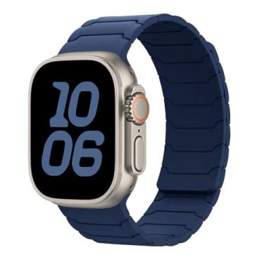Imagem de Pulseira magnética para Apple Watch série 10/9/8/7/6/5/4/3/SE/2nd/Ultra2 de 49 mm, 46 mm, 45 mm, 44 mm, 42 mm, 41 mm, 40 mm, 38 mm, 48 mm, 40 mm, pulseira de silicone esportiva para Apple Watch Series