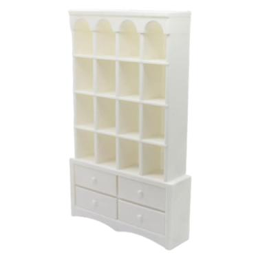 Imagem de simhoa Estante de livros para casa de bonecas, móvel decorativo, brinquedo de faz-de-conta, presente, artesanato DIY, armário expositor, mini cristaleira, Branco