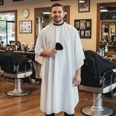 Imagem de Capa de barbeiro para corte de cabelo com escova de espanador de pescoço, acessórios de cabeleireiro de salão profissional para homens e mulheres corte de cabelo em casa