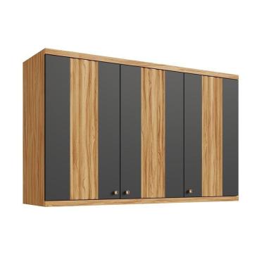 Imagem de Armário Para Cozinha Aéreo 3 Portas Noruega Espresso Móveis Amêndoa-chumbo