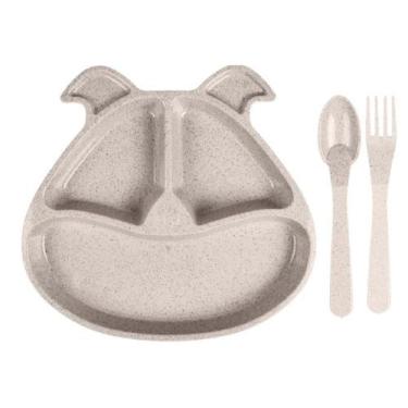 Imagem de Prato Infantil Cachorrinho com Divisórias e Talheres 3 Peças - Zein, B