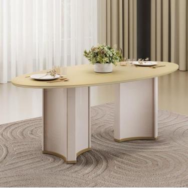 Imagem de Mesa para Sala de Jantar 218cm com Tampo Elipse Orgânico com Vidro Liz
