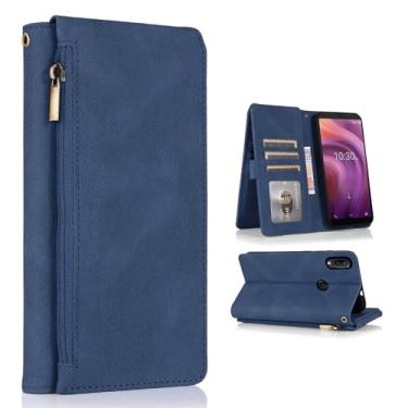 Imagem de Asuwish Compatível com Alcatel 3V 2019 Capa carteira e alça de pulso com zíper retrô capa flip de couro suporte para cartão acessórios para celular Alcatel3V Acatel 3 V V3 19 5032W feminino masculino