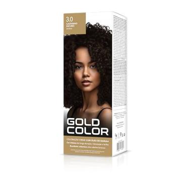 Imagem de Coloração Capilar Gold Color 3.0 Castanho Escuro – Vegana com Óleo de Marula, Brilho Intenso e Cobertura dos Cabelos Brancos