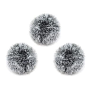 Imagem de LEFXMOPHY Substituição de para-brisas cinza para microfone BOYA Mini Lavalier sem fio, filtro pop, protetor de vento peludo, capa Deadcat pacote com 3