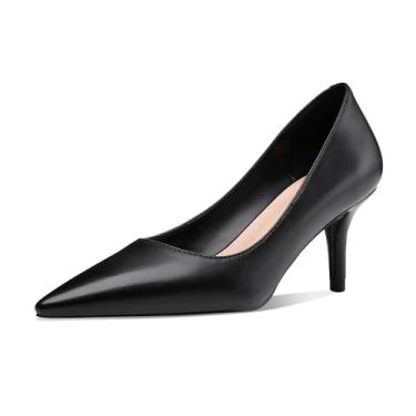 Imagem de CosyFever DC65 Escarpim feminino de cano baixo com bico fino e cabedal stiletto, Nobuck preto, 8