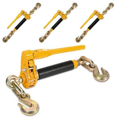 Imagem de AYMMIC Fichário de carga dobrável de 5/40.6 cm - 3/20.3 cm, fichário de corrente catraca resistente com gancho de garra de 5/40.6 cm e gancho deslizante de 3/20.3 cm, G70-T80, WLL de 3,2 kg para