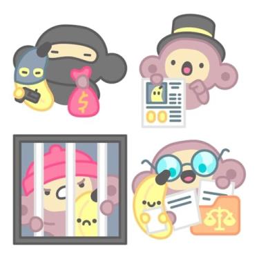 Imagem de Adesivos Kawai fofos para decoração infantil parede e cadernos com personagens divertidos Macacos e bananas 50x50cm
