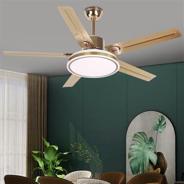 Imagem de Ventilador de teto moderno nórdico com controle remoto, luminária elétrica de luxo para sala de estar, restaurante, quarto, escritório, hotel e villa, com LED (Estilo 41, 1 unidade)