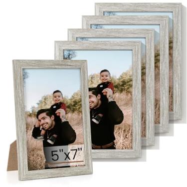 Imagem de Heimlove Conjunto de 5 porta-retratos 12,7 x 17,8 cm, molduras cinzas, 12,7 x 18 cm, porta-retratos 12,7 x 17,8 cm, colagem de galeria de parede ou suporte de parede, moldura de pôster para documento