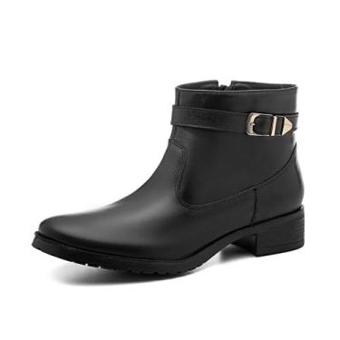 Imagem de Bota Cano Curto Couro Pires Shoes Com Tira E Fivela Fecho Zíper, 37