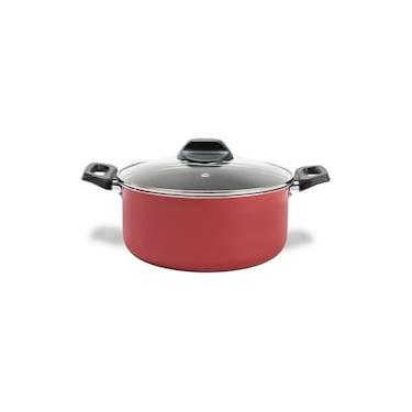 Imagem de Caçarola Brinox Ruby 18cm 1,9L Antiaderente Pro-Flon Tampa Vidro Vermelha