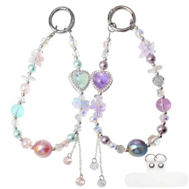 Imagem de ANROFA Pulseira de telefone com contas, chaveiro de cristal, alça de câmera, linda corrente de telefone, bolsa de pulso charmosa, Citrino criado