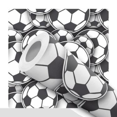 Imagem de Papel De Parede Adesivo Bola Preto e Branco Esporte Futebol Quarto Men