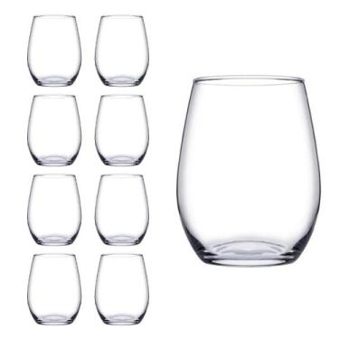 Imagem de Jogo Copo Vidro Redondo Transparente Amber Duravel 440ml 8Un - Pasabah